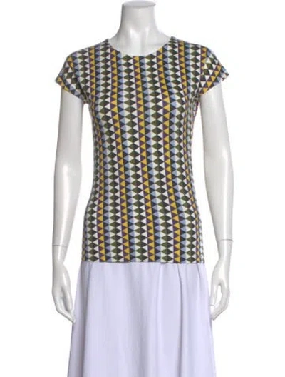 Pre-owned Akris Patterned Crew Neck T-shirt In White