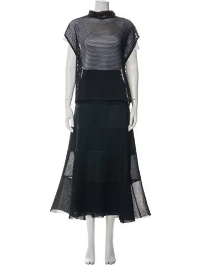 Pre-owned Akris Patterned Cutout Accent Skirt Set In Green