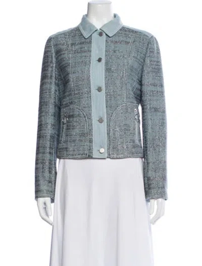 Pre-owned Akris Patterned Jacket In Blue