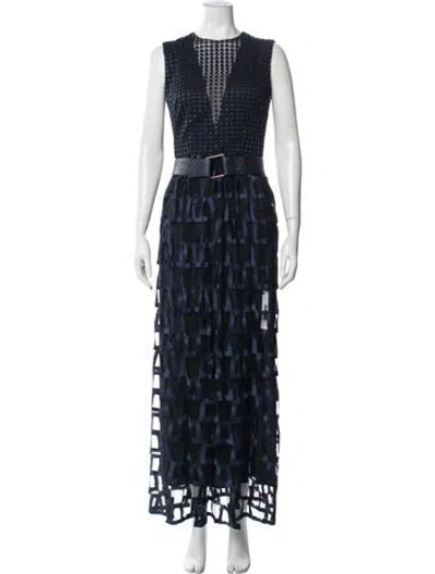 Pre-owned Akris Patterned Long Dress In Blue