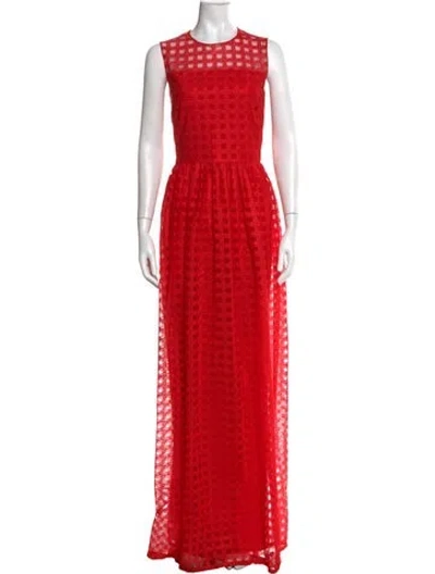 Pre-owned Akris Patterned Long Dress In Red