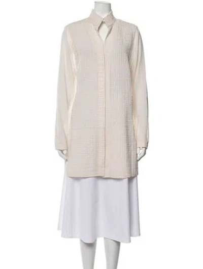 Pre-owned Akris Patterned Long Sleeve Blouse In Neutrals