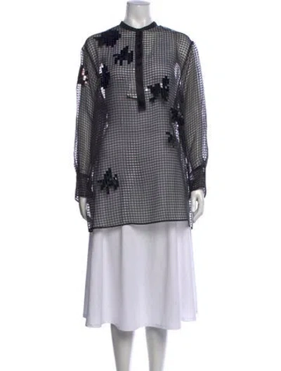 Pre-owned Akris Patterned Long Sleeve Blouse W/ Tags In Multicolor