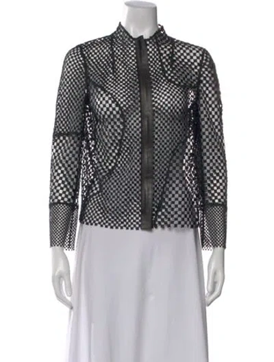Pre-owned Akris Patterned Long Sleeve Top In Black