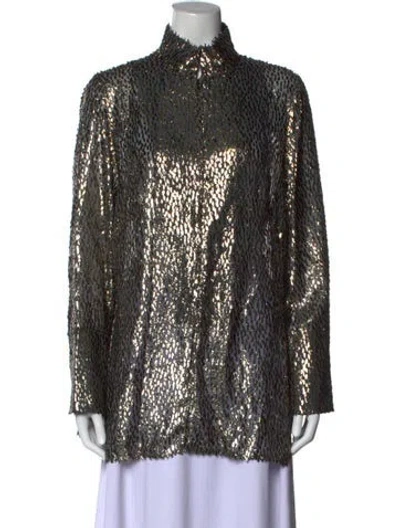 Pre-owned Akris Patterned Long Sleeve Top In Grey/metallic