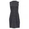 Akris Patterned Mini Shift Dress In Grey Wool In Gray