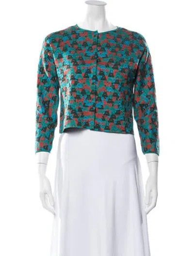 Pre-owned Akris Patterned Open Front Sweater In Blue