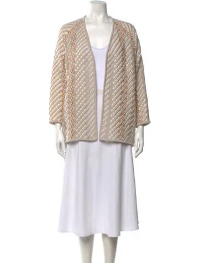Pre-owned Akris Patterned Open Front Sweater In Neutrals