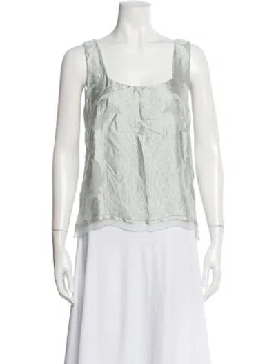 Pre-owned Akris Patterned Square Neckline Top In Green