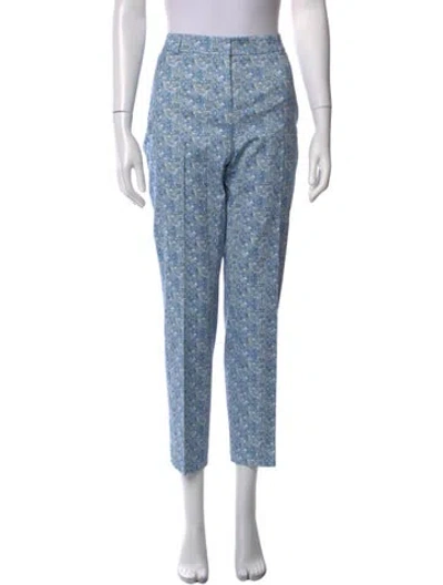 Pre-owned Akris Patterned Straight Leg Pants In Blue