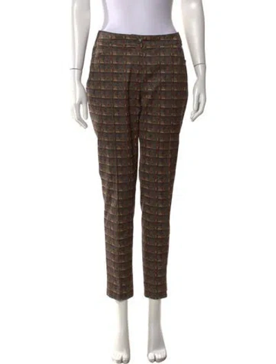 Pre-owned Akris Patterned Straight Leg Pants In Brown