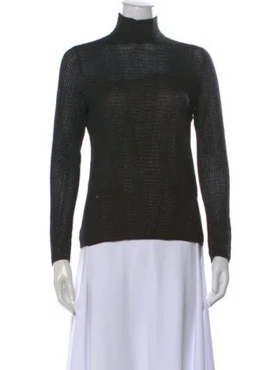 Pre-owned Akris Patterned Turtleneck Top In Black