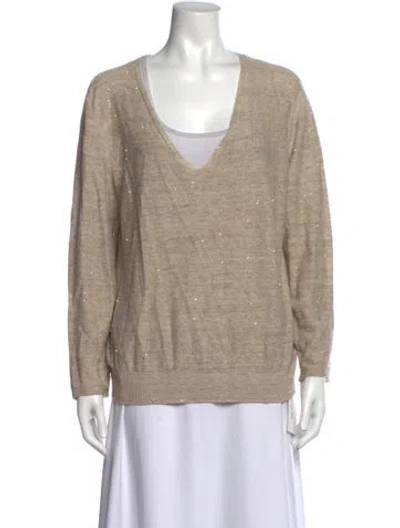 Pre-owned Akris Patterned V-neck Sweater In Neutrals