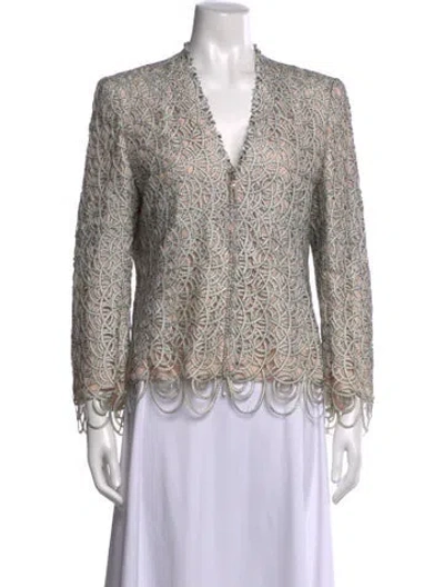 Pre-owned Akris Patterned V-neck Sweater In Neutrals