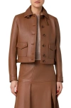 Akris Nappa Leather Short Bomber Jacket In Vicuna