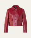 Akris Peer Lacquered Leather Short Jacket In Red