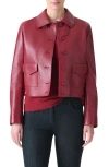 Akris Peer Lacquered Leather Short Jacket In Red