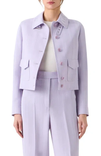 Akris Melange Twill Peer Short Jacket In Purple