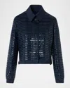 Akris Peer Metallic Fringed Single-breasted Jacket In Blue