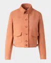 Akris Peer Nubuck Leather Short Jacket In Sienna