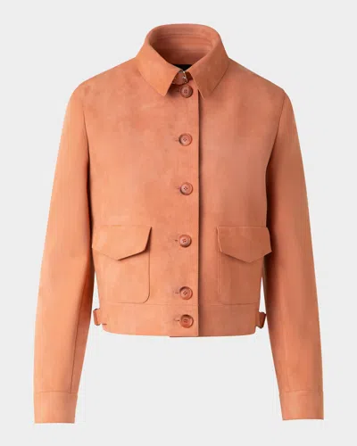 Akris Peer Nubuck Leather Short Jacket In Sienna