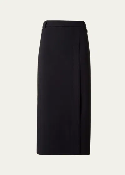 Akris Pencil Wool Crepe Double-face Skirt In Black