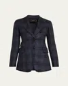 Akris Percival Check Wool Double-face Single-breasted Jacket In Denim Black