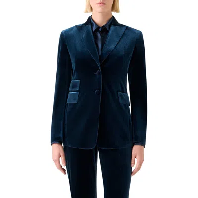 Akris Percival Velvet Neoprene Blazer In Blue
