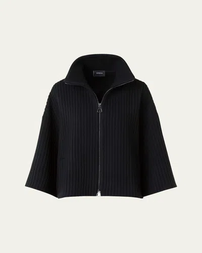 Akris Philia Wool-cashmere Corduroy Jacket In Black
