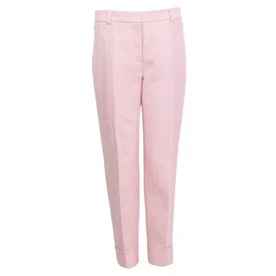Pre-owned Akris Pink Cotton & Silk 2021 Cuffed Double Face Pants 38 M