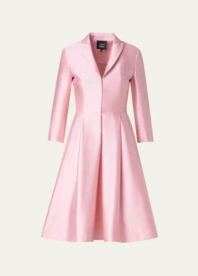 Akris Pintuck Silk Coat Dress In Lotus