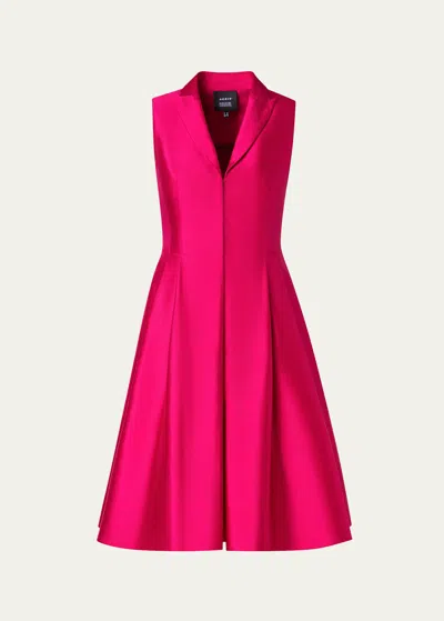 Akris Pintuck Sleeveless Silk Coat Dress In Pink