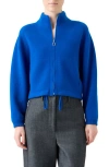 Akris Cashmere Knit Zip Cardigan In Blue