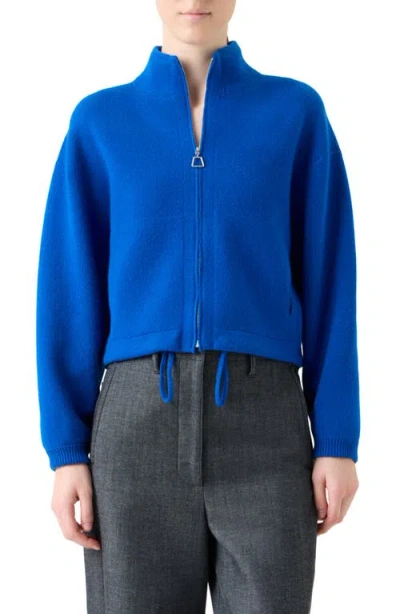 AKRIS AKRIS PIQUÉ KNIT CASHMERE CROP ZIP-UP CARDIGAN
