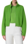 Akris Cashmere Knit Short Zip Cardigan In Grass Green