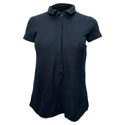 Akris Piqué Polo Shirt In Black Cotton In Blue