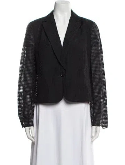 Pre-owned Akris Plaid Print Blazer In Black