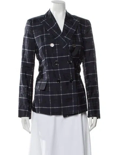 Pre-owned Akris Plaid Print Blazer In Blue