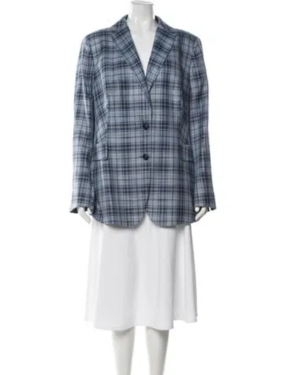 Pre-owned Akris Plaid Print Blazer In Blue