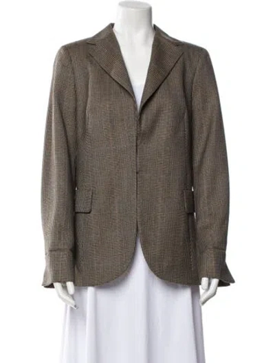 Pre-owned Akris Plaid Print Blazer In Brown