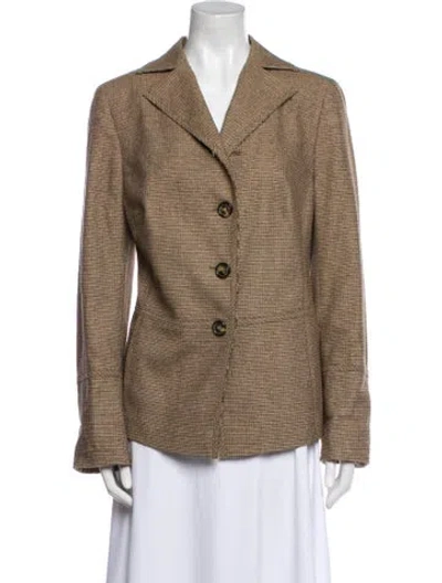 Pre-owned Akris Plaid Print Blazer In Brown