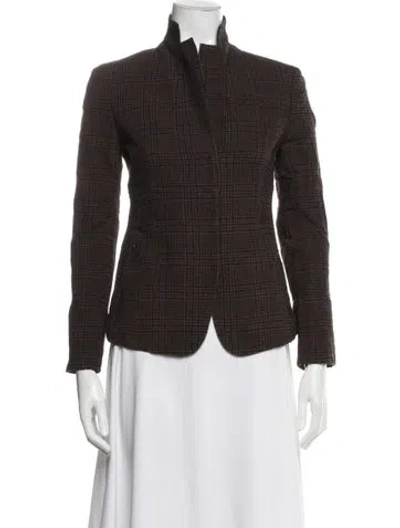 Pre-owned Akris Plaid Print Blazer In Brown