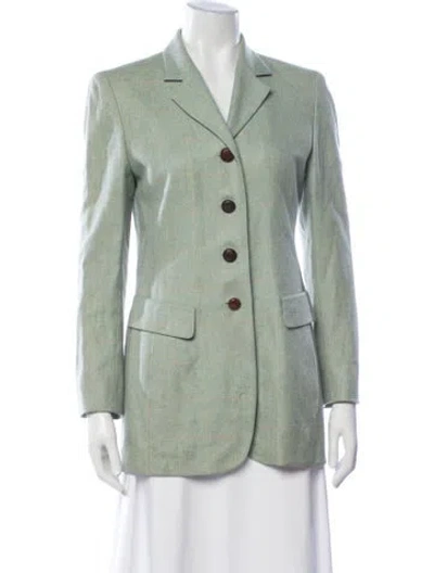 Pre-owned Akris Plaid Print Blazer In Green