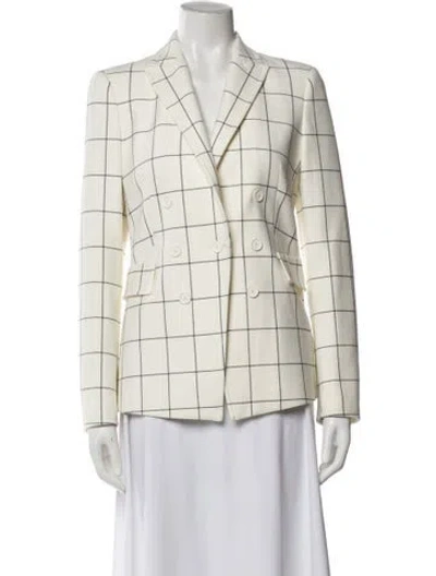 Pre-owned Akris Plaid Print Blazer W/ Tags In White
