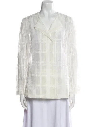 Pre-owned Akris Plaid Print Blazer In White