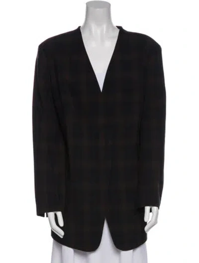 Pre-owned Akris Plaid Print Jacket In Black