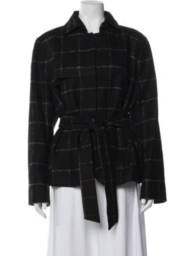 Pre-owned Akris Plaid Print Jacket In Black