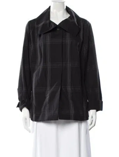 Pre-owned Akris Plaid Print Jacket In Black