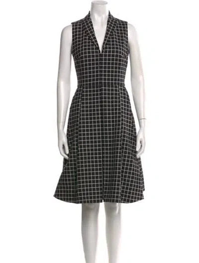 Pre-owned Akris Plaid Print Knee-length Dress In Black