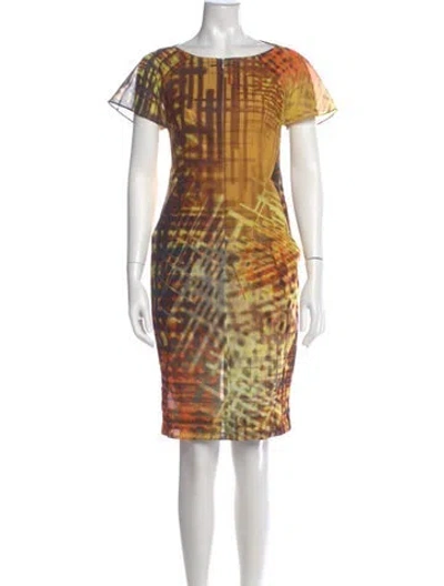 Pre-owned Akris Plaid Print Knee-length Dress In Orange